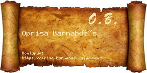 Oprisa Barnabás névjegykártya